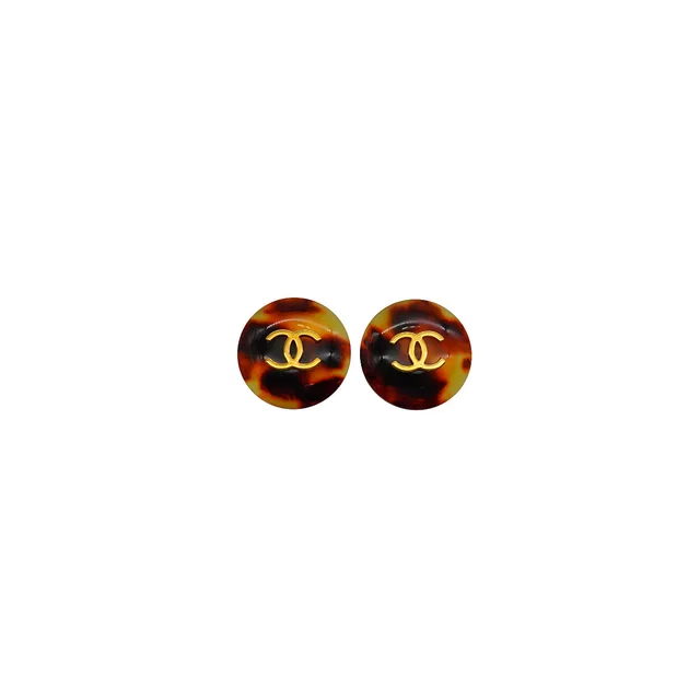 Chanel Vintage Earrings Tortoiseshell Cocomark Round Accessory 97P from Luxury Promise