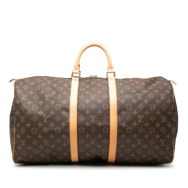 Brown Louis Vuitton Monogram Keepall 55 Travel Bag in Brown Coated canvas from Designer Revival