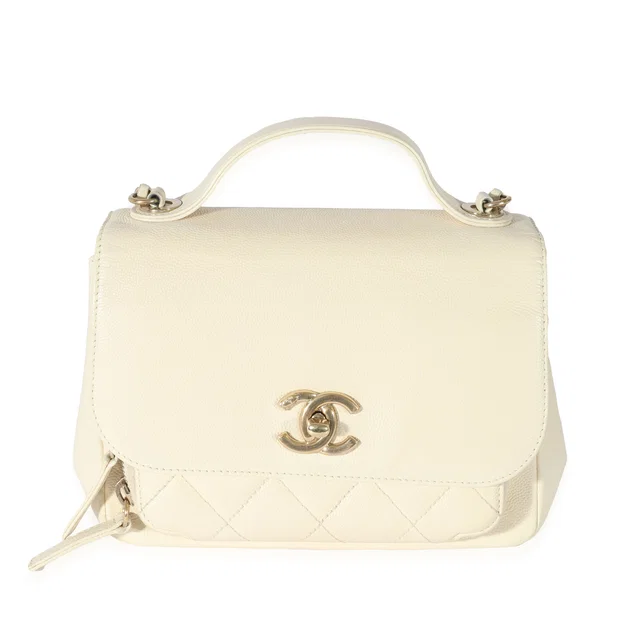 Chanel Cream Caviar Mini Business Affinity Flap in White Caviar leather from myGemma
