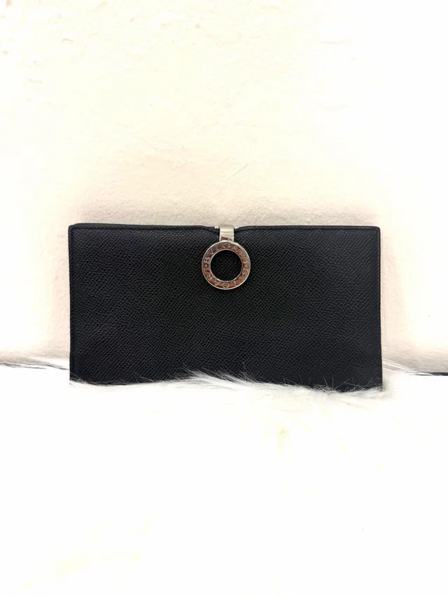 Bvlgari Logo Clip Long Bifold Wallet in black|gray|silver Caviar leather from Poshmark, photo 1 of 1