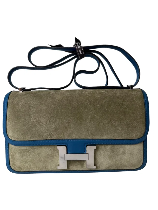 Hermès Constance Elan Bag Bleu de Galice Doblis Suede/Swift in Blue Swift leather from Luxury Promise