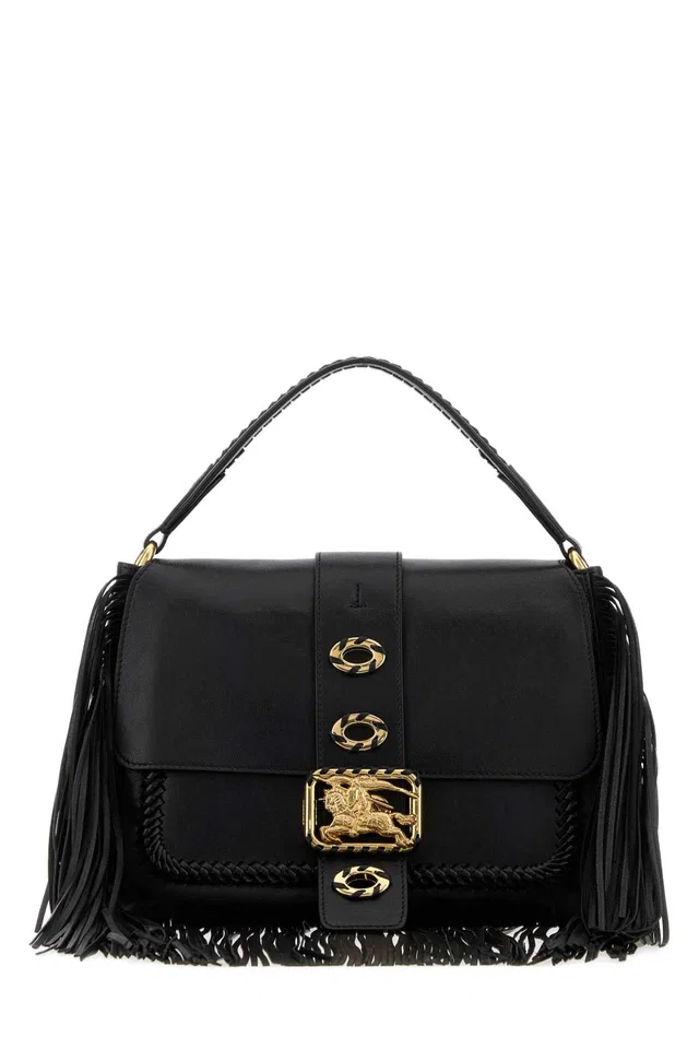 Burberry Fringed Leather Shoulder Bag — Black in Black Leather from HEWI