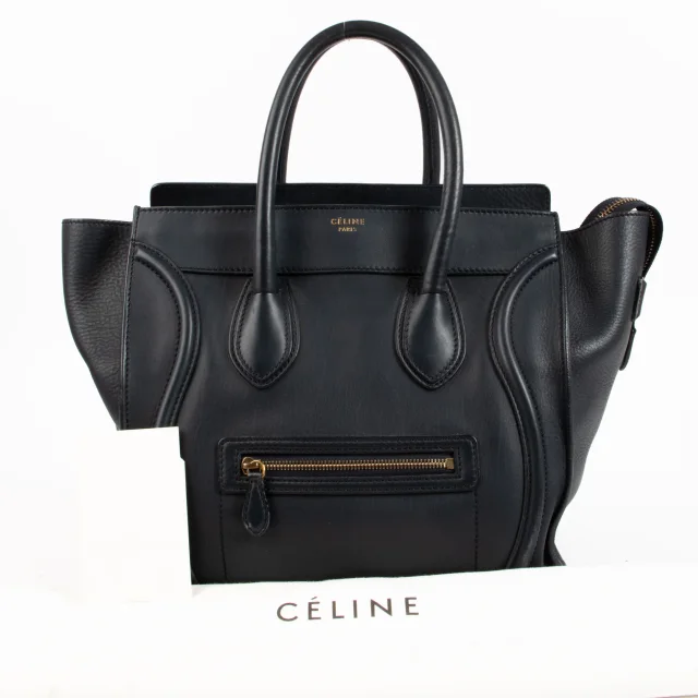 Celine Blue Leather Luggage Mini Tote Bag in Blue Leather from Labellov, photo 2 of 8