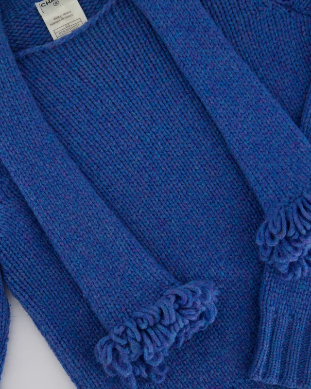 Chanel 01/A Blue Wool Jumper With Scarf Tie and Sparkle Detail Size FR 38 (UK 10) in Blue Wool from Sellier, photo 7 of 12