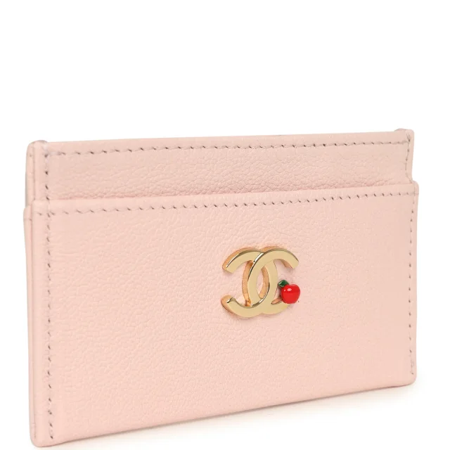 Chanel "Lucky Park" Card Holder Wallet Light Pink Goatskin Gold Hardware in Pink Goatskin from Madison Avenue Couture, photo 2 of 8