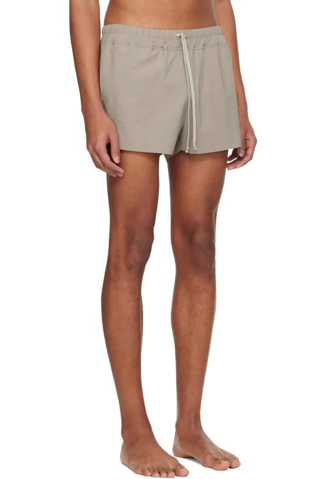 Rick Owens Taupe Temple Boxer Swim Shorts, photo 2 of 4 from SSENSE