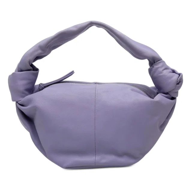 Purple Bottega Veneta Mini Calfskin Double Knot Bag in Purple Calfskin from Designer Revival