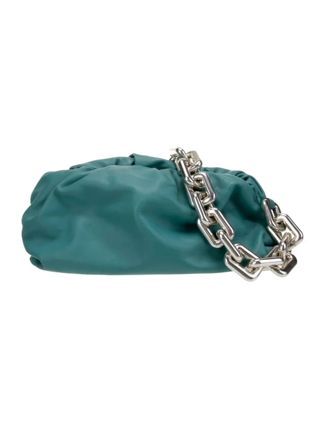 Bottega Veneta Lambskin Chain Pouch in blue Lambskin from The RealReal, photo 1 of 1