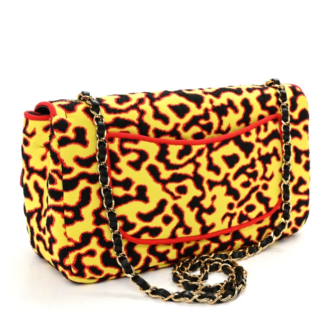 Chanel Fibers Magma Maxi Flap Yellow Black Red in Black Tweed from FASHIONPHILE, photo 2 of 11
