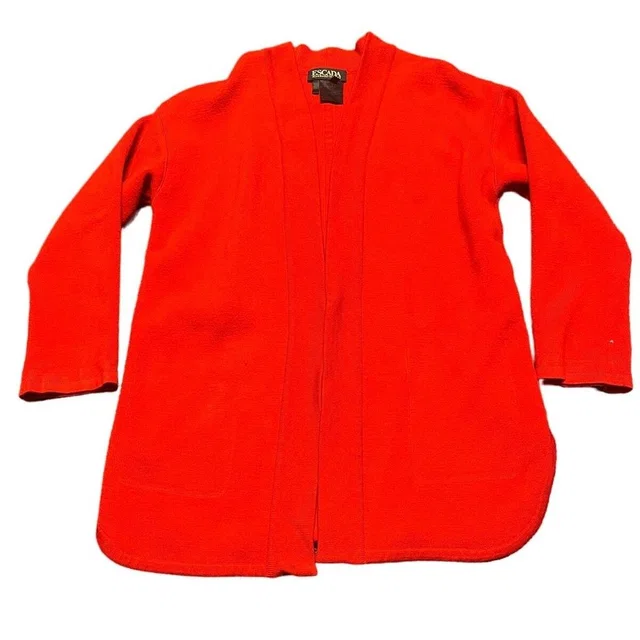 Escada Margaretha Ley Cardigan Womens 38 Red Wool Knit Open Front Jacket in red Wool from Poshmark