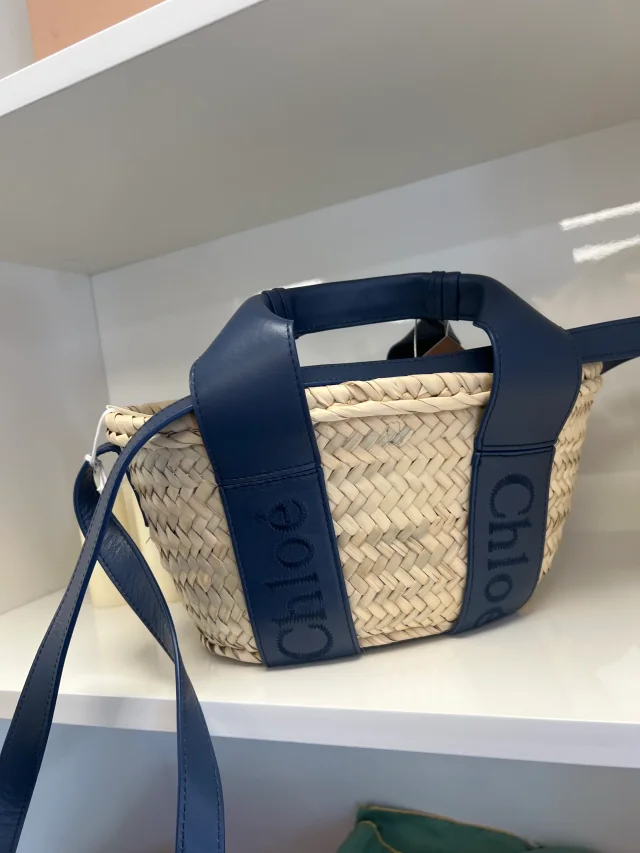 Chloé Small Straw Tote Bag in Blue Raffia from Luxury Promise