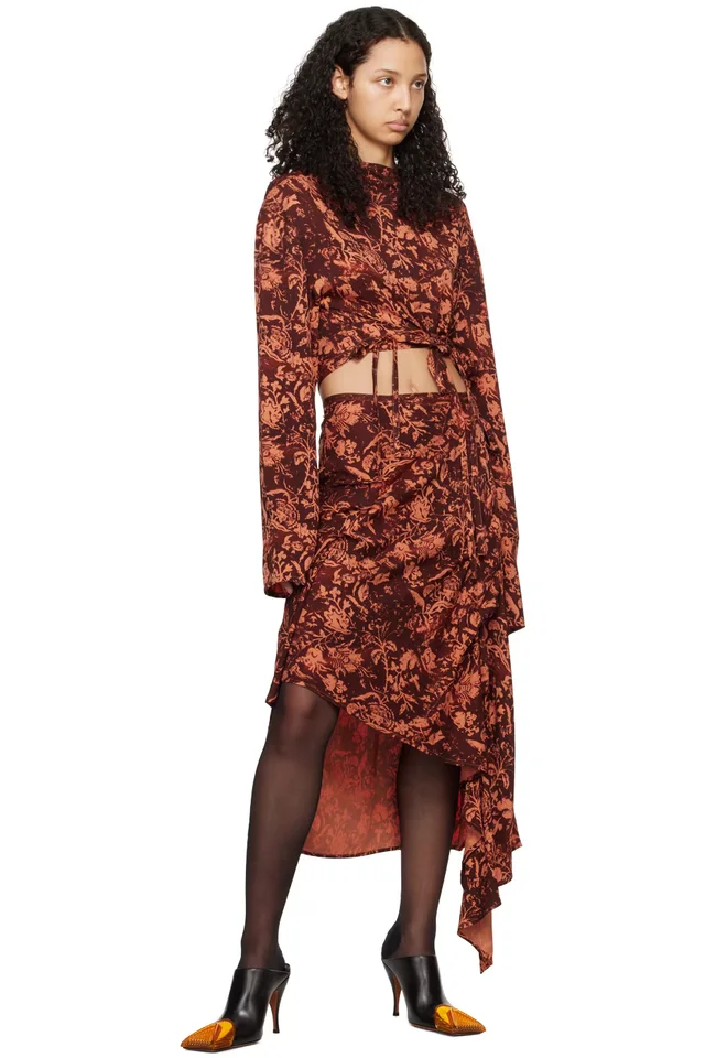 Jade Cropper Brown & Orange Asymmetric T-Shirt, photo 4 of 4 from SSENSE