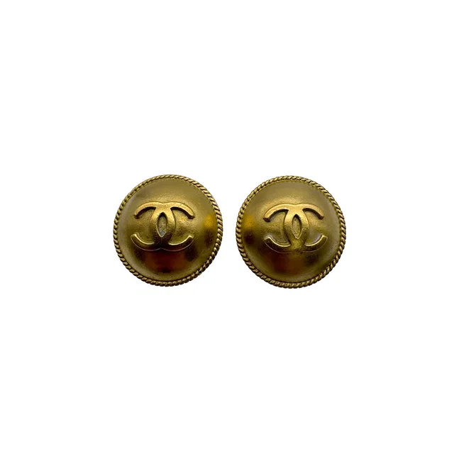 Chanel Vintage Earrings Cocomark Gold Accessory 95P in Gold from Luxury Promise