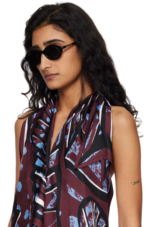 Gucci Black Round Frame Sunglasses, photo 4 of 4 from SSENSE