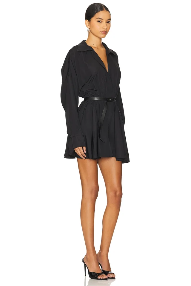 Norma Kamali Oversized Shirt Flared Mini Dress in Black, photo 3 of 4 from REVOLVE (Canada)