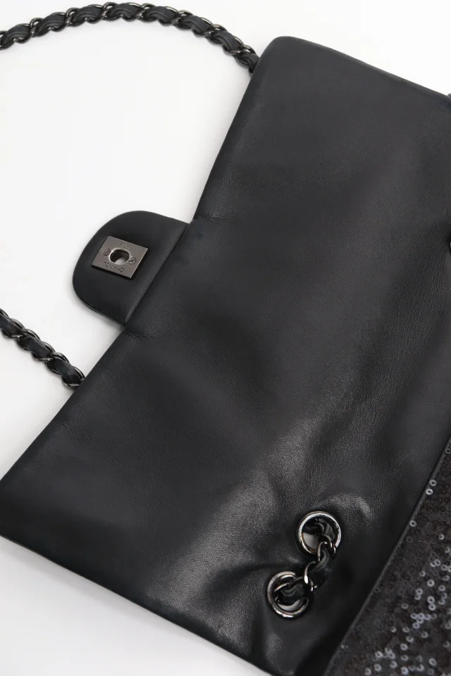 Chanel Black 2011 jumbo sequin-embellished Classic Single Flap bag in Black Lambskin from Sign of the Times, photo 8 of 8