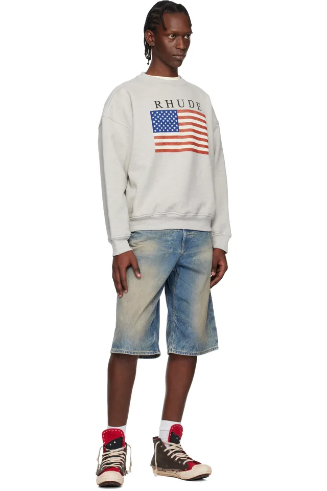 Rhude Gray USA Flag Sweatshirt, photo 4 of 4 from SSENSE