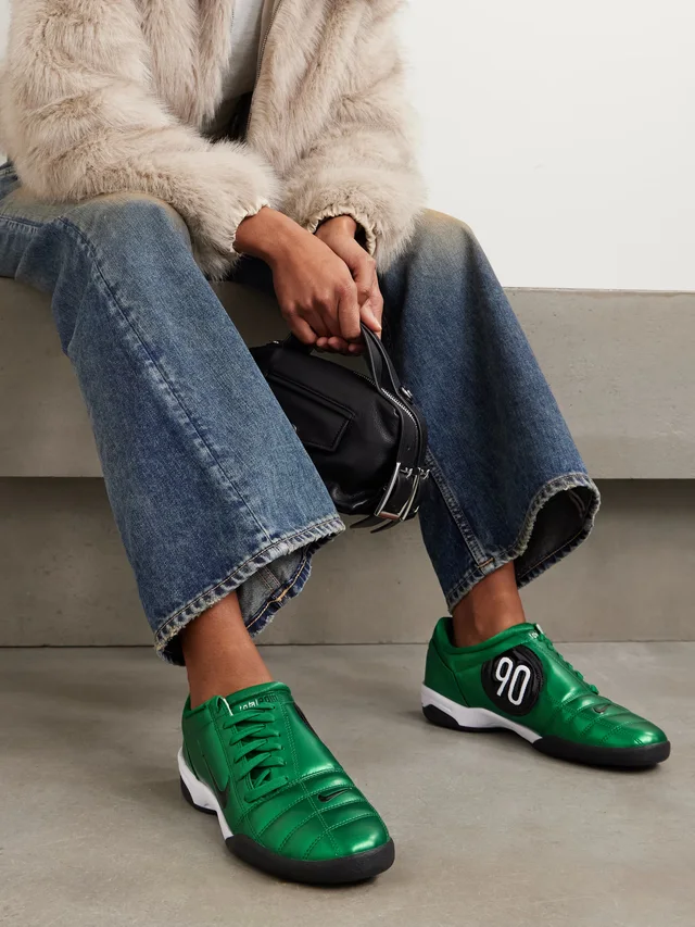 NIKE T90 metallic leather sneakers in Green, photo 2 of 2 from NET-A-PORTER (Canada)