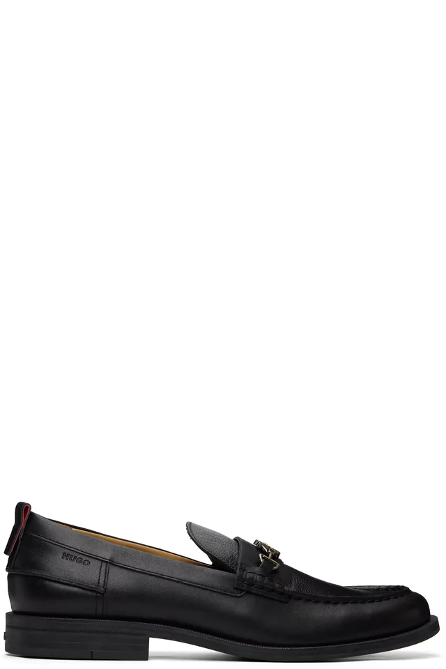Hugo Black Stacked-Logo Bit Loafers, image 1 of 1 from SSENSE