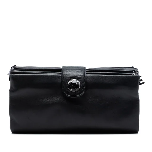 Black Chanel Lambskin Globe Emblem Clutch in Black Lambskin from Designer Revival, photo 1 of 1