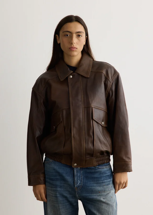 DUNST Unisex Oversized Vintage Leather Blouson in Brown from Incu, photo 1 of 1