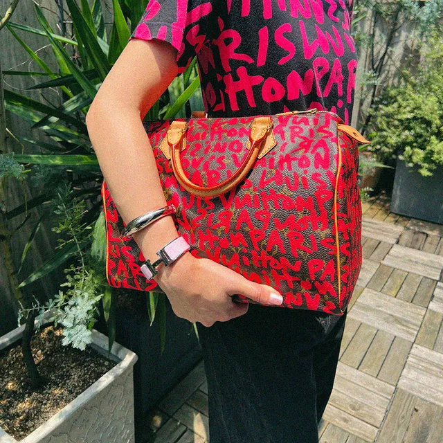 Louis Vuitton 2009 Monogram Graffiti Speedy 30 Brown/Fuchsia in Brown from VINTAGE QOO TOKYO