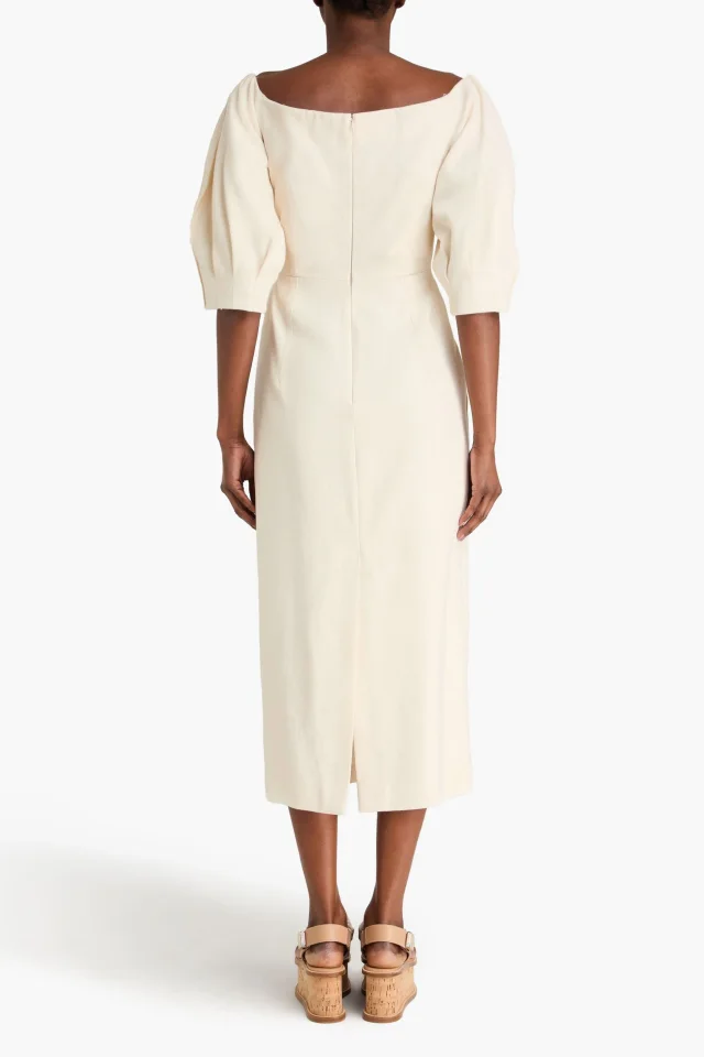 Gabriela Hearst Majano Off-the-Shoulder Hemp and Cotton-Blend Twill Midi Dress in Blue, photo 7 of 9 from THE OUTNET