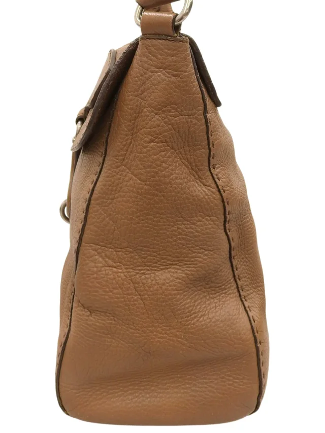 Prada Logo Plate One-Shoulder Bag Brown in Brown Leather from VINTAGE QOO TOKYO, photo 4 of 10