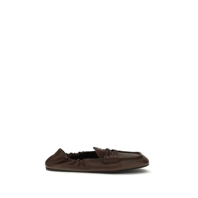 Miu Miu Brown Lamb Ovis Aries Slip-On Loafers in Brown Nappa leather from HEWI