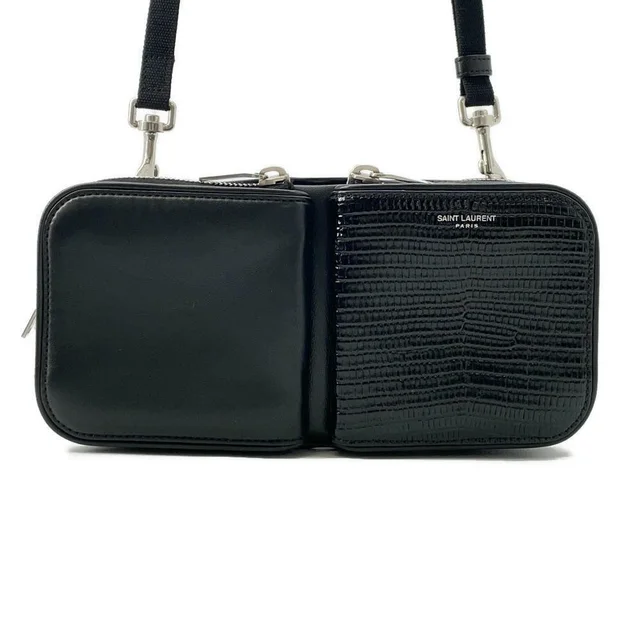 Saint Laurent Shoulder Bag Embossed Leather Black in black Leather from Poshmark, photo 1 of 1