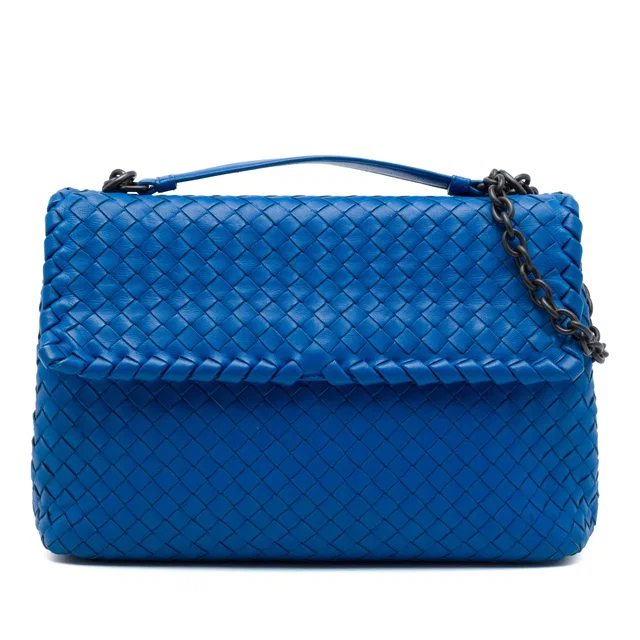 Blue Bottega Veneta Medium Nappa Intrecciato Olimpia Shoulder Bag in Blue Nappa leather from Designer Revival