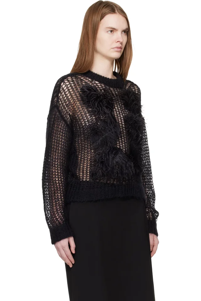 The Attico Black Light Mohair Feather Sweater, photo 2 of 4 from SSENSE