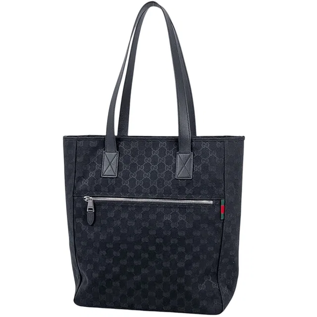 Gucci Tote GG Pattern Web Canvas Black in Black Canvas from The Reluxe
