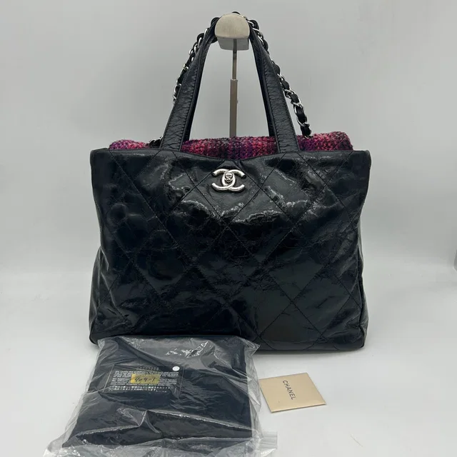 Chanel Handbag Quilted CC Logo Portobello 2-Way Chain Tote Bag in Tweed from The Reluxe