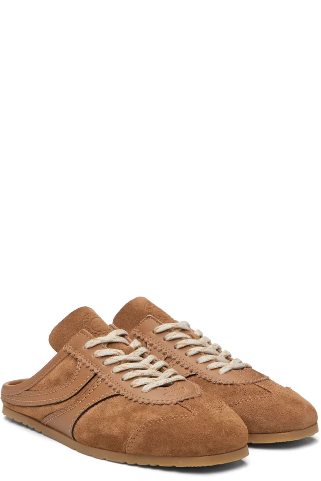 Dries Van Noten Tan Suede Sneaker Mule Loafers, photo 4 of 5 from SSENSE