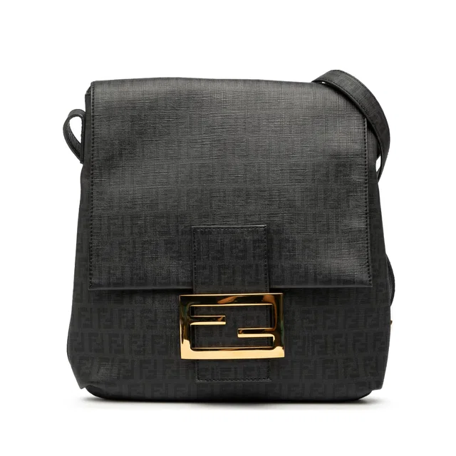 Black Fendi Zucchino Spalmati Crossbody in Black Coated canvas from Designer Revival