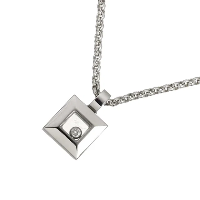 Chopard Happy Diamond Square Necklace 18K White Gold 750 90317483 in White from Luxury Promise