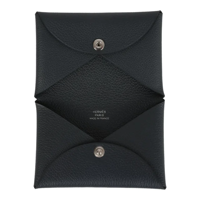 Hermès Calvi Card Holder New Bleu Ocean Evercolor Palladium Hardware in Blue Leather from Madison Avenue Couture, photo 7 of 8