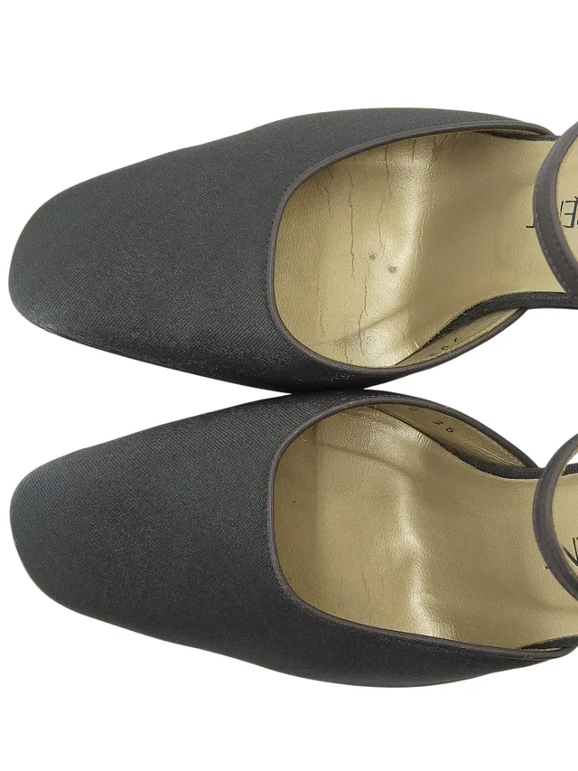 Saint Laurent Satin Strap Pumps #36 Dark Green in Green Satin from VINTAGE QOO TOKYO, photo 2 of 2