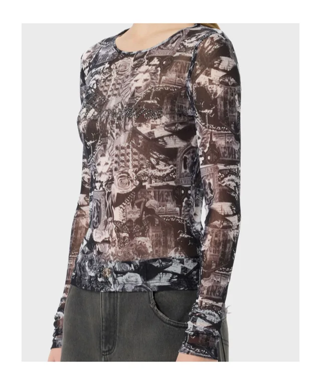 Blumarine Printed Rhinestone Logo Top, photo 2 of 3 from SENSER