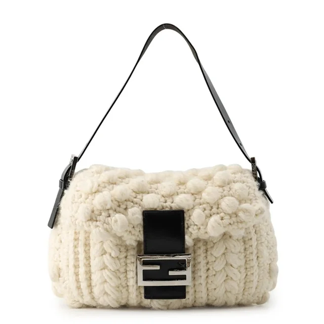 Fendi Mamma Bucket Handbag, Wool And Leather, 16059, White Black. Handbag For Women in black Wool from Grailed, photo 1 of 1