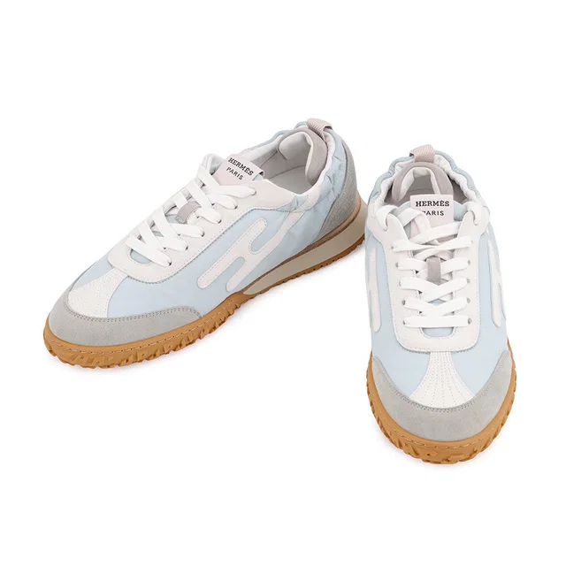 Hermès Sneakers Jet Guri Arctic/White Parachute Fabric Chèvre Velour Size 39 in White Goatskin from GALLERY RARE