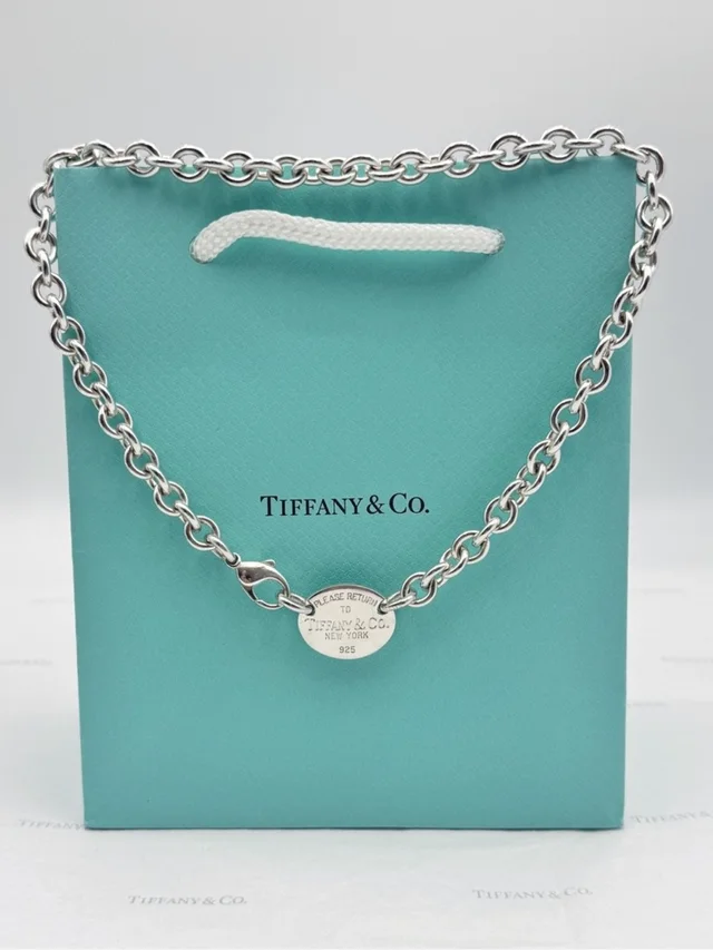 Return To Tiffany Oval Tag Choker Necklace Sterling Silver Gift in silver|gray from Poshmark