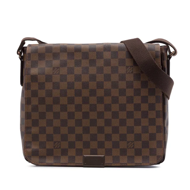 Brown Louis Vuitton Damier Ebene District MM Crossbody Bag in Brown Canvas from Designer Revival