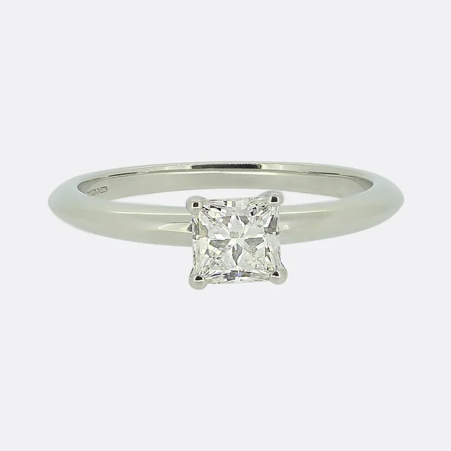 Tiffany & Co. 0.66 Carat Princess Cut Diamond Solitaire Ring from The Vintage Jeweller