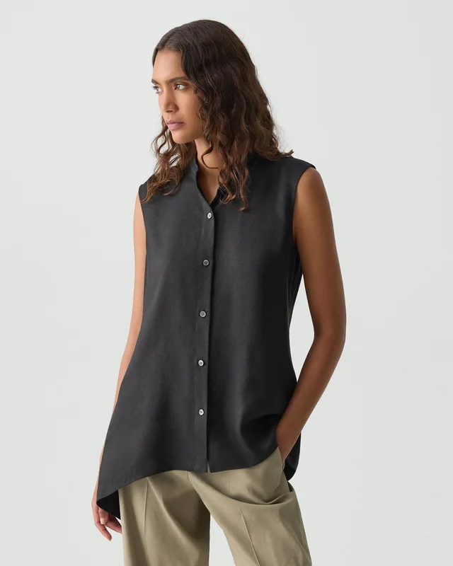 Theory Sleeveless Asymmetrical Shirt in Linen-Viscose from Theory, photo 1 of 1