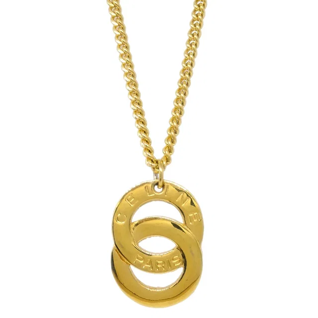 Celine Gold Chain Pendant Necklace in Gold from AMORE Vintage Tokyo