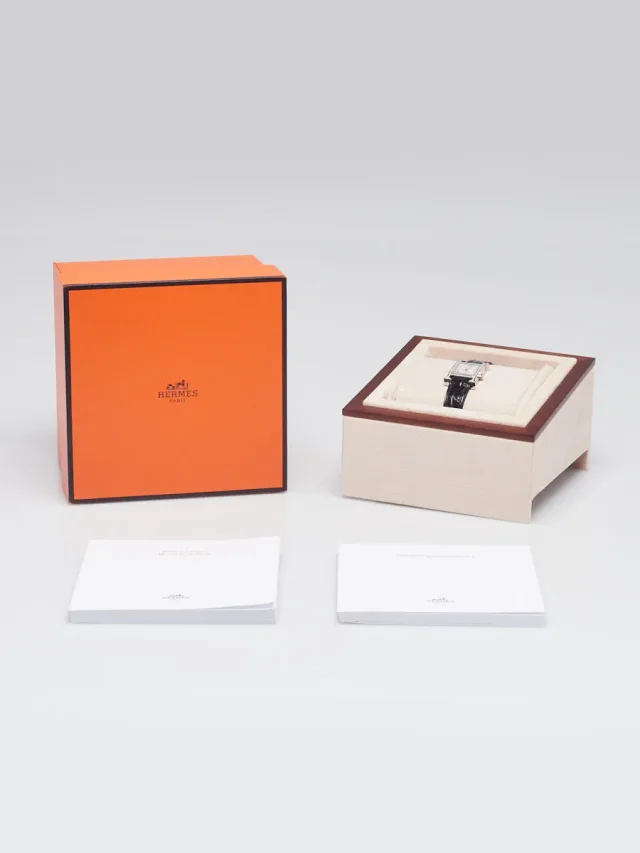 Hermès 21mm Diamond and Black Alligator H Heure Mini Model Quartz Watch-HH1.131 in Black Crocodile from Yoogis, photo 3 of 14