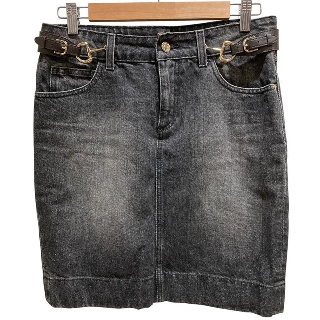 Gucci Horsebit Denim Mini Skirt Gray in Grey Denim from The Reluxe