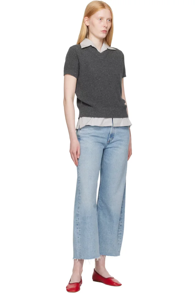 AGOLDE Blue Low Curve Fray Jeans, photo 4 of 4 from SSENSE